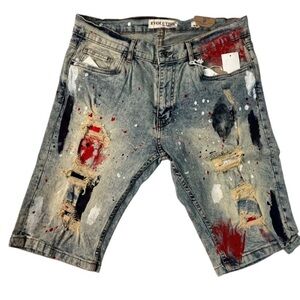 Sz Various paint splash evolution Jean shorts